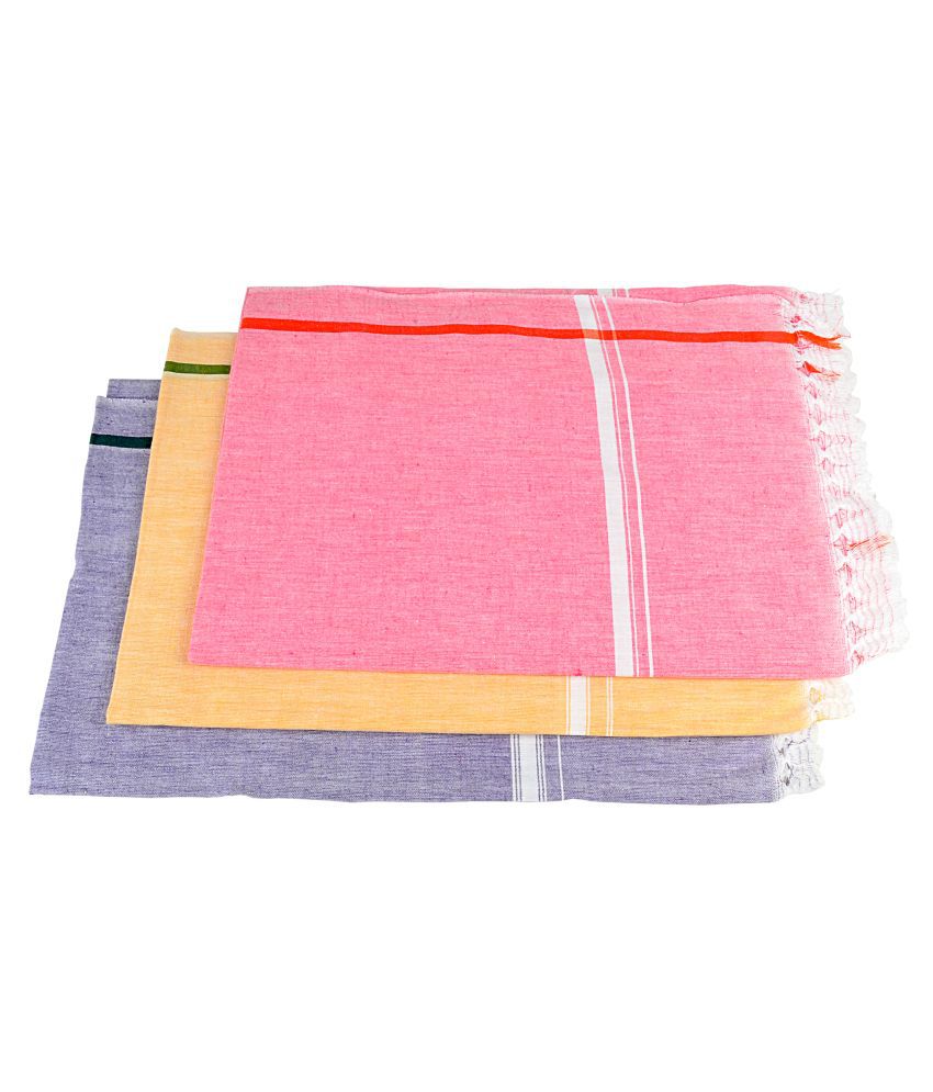     			Sathiyas Set of 3 Non Terry Bath Towel Pink