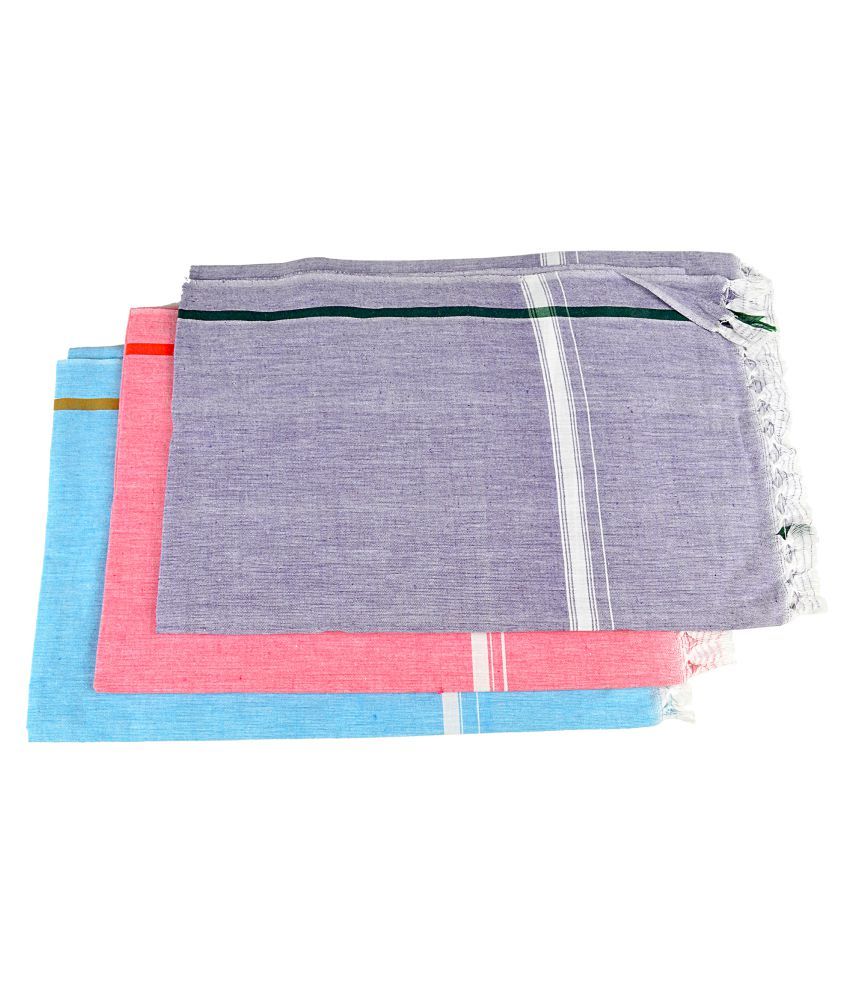     			Sathiyas Set of 3 Non Terry Bath Towel Purple