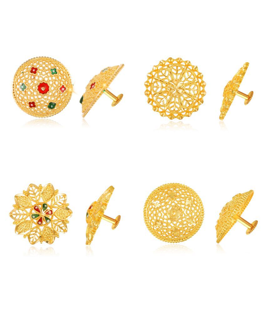     			Vighnaharta Sizzling Graceful Alloy Gold Plated Stud Earring Combo set For Women and Girls  Pack of- 4 Pair Earrings VFJ1341-1348-1349-1339ERG