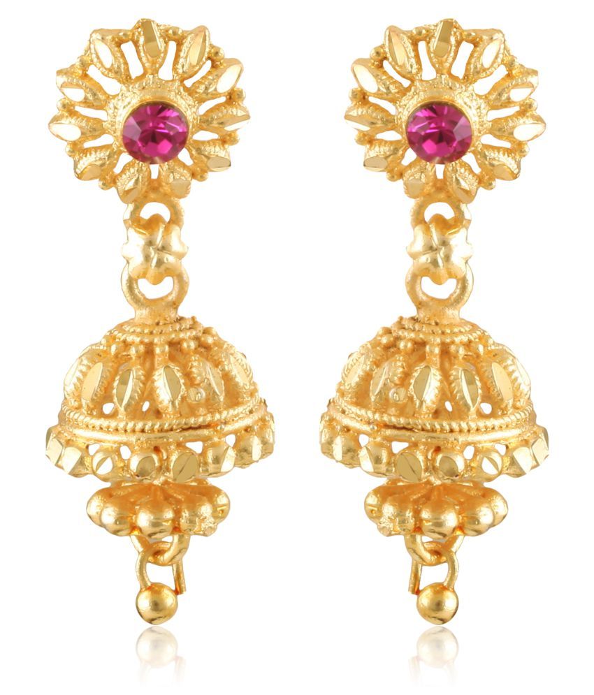     			Vighnaharta - Golden Jhumki Earrings ( Pack of 1 )