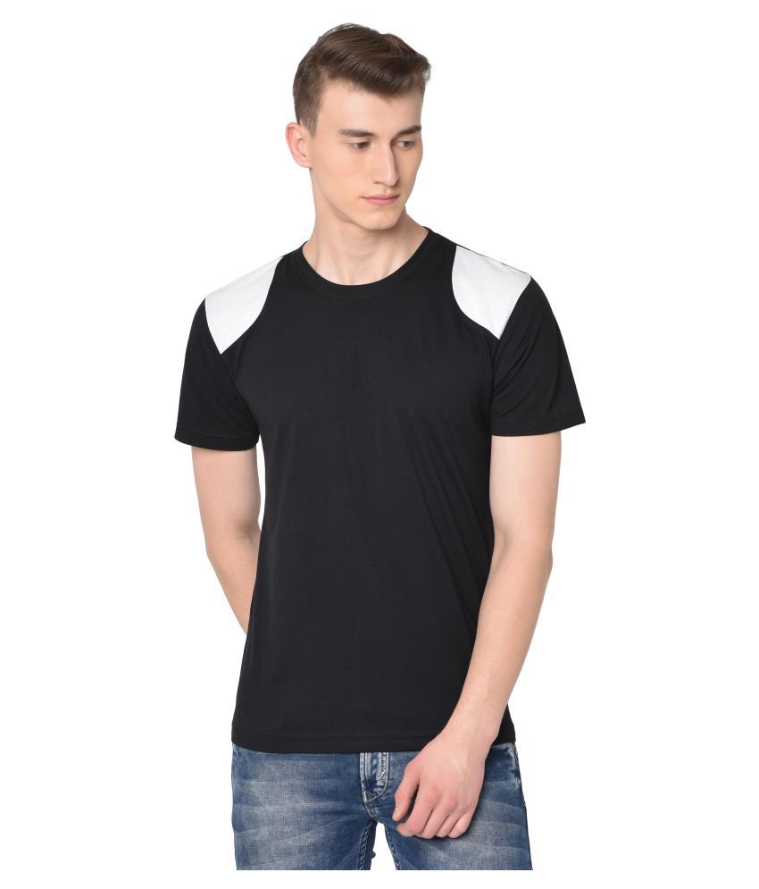     			Glito Cotton Blend Black Self Design T-Shirt Single Pack