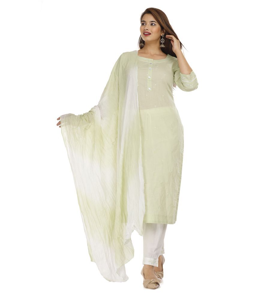     			HIGHLIGHT FASHION EXPORT Cotton Kurti With Pants - Stitched Suit Pack of 3