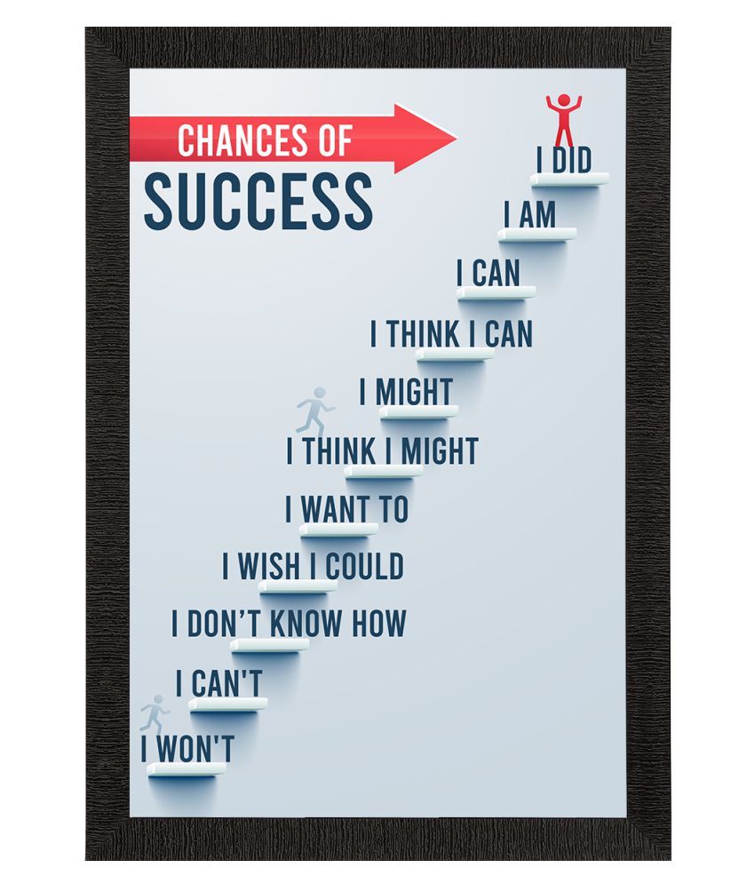     			eCraftIndia Blue & Coral Chances of Success Motivational Quote Satin Matt Texture UV Art Painting