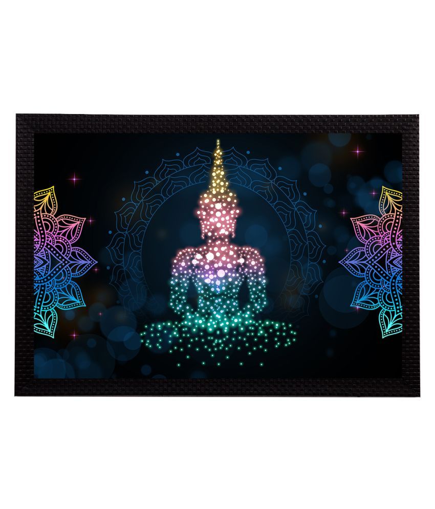     			eCraftIndia Blue & Pink Meditating Lord Buddha Satin Matt Texture Framed UV Wall Art