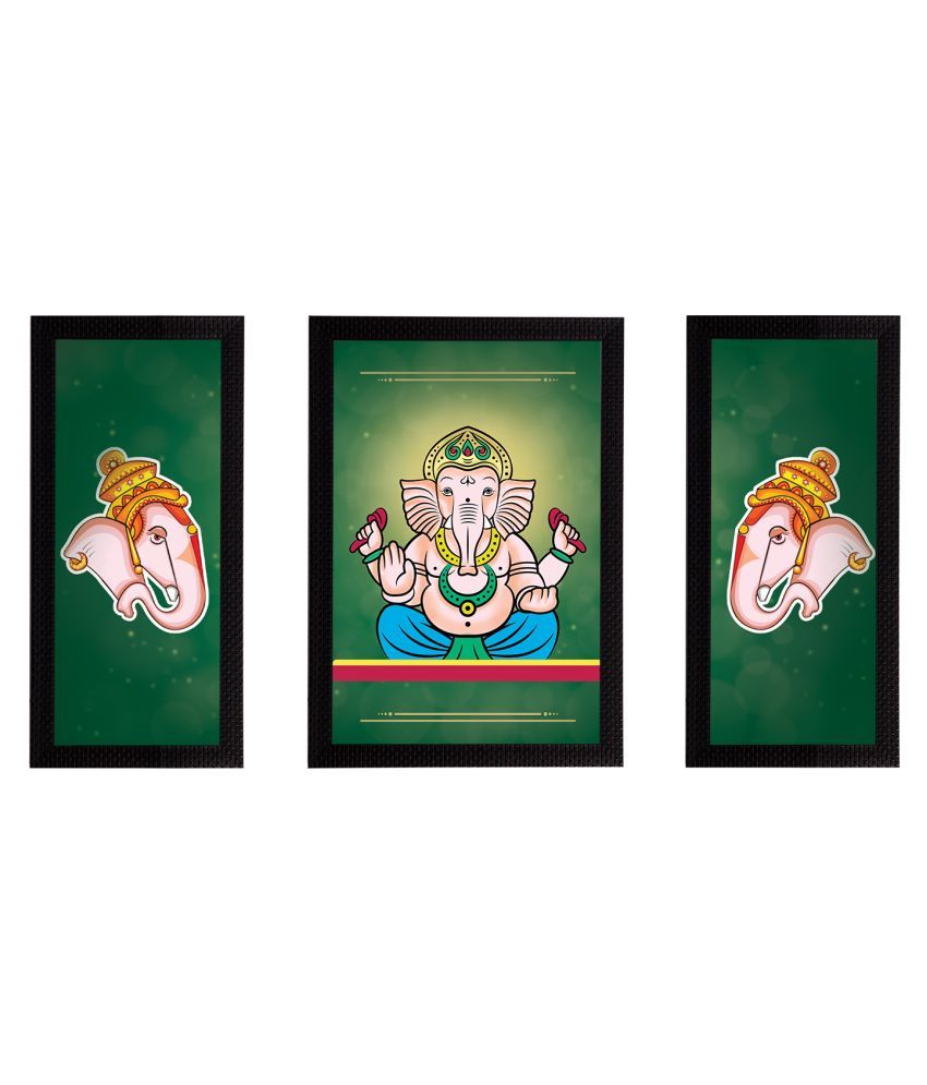     			eCraftIndia Set of 3 Lord Ganesha Satin Matt Texture UV Art Painting