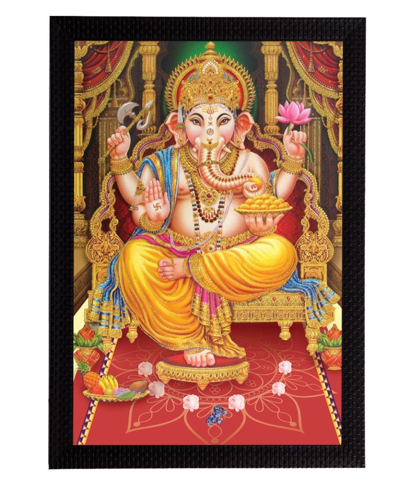     			eCraftIndia Multicoloured Lord Ganesha Satin Matt Textured UV Wall Art