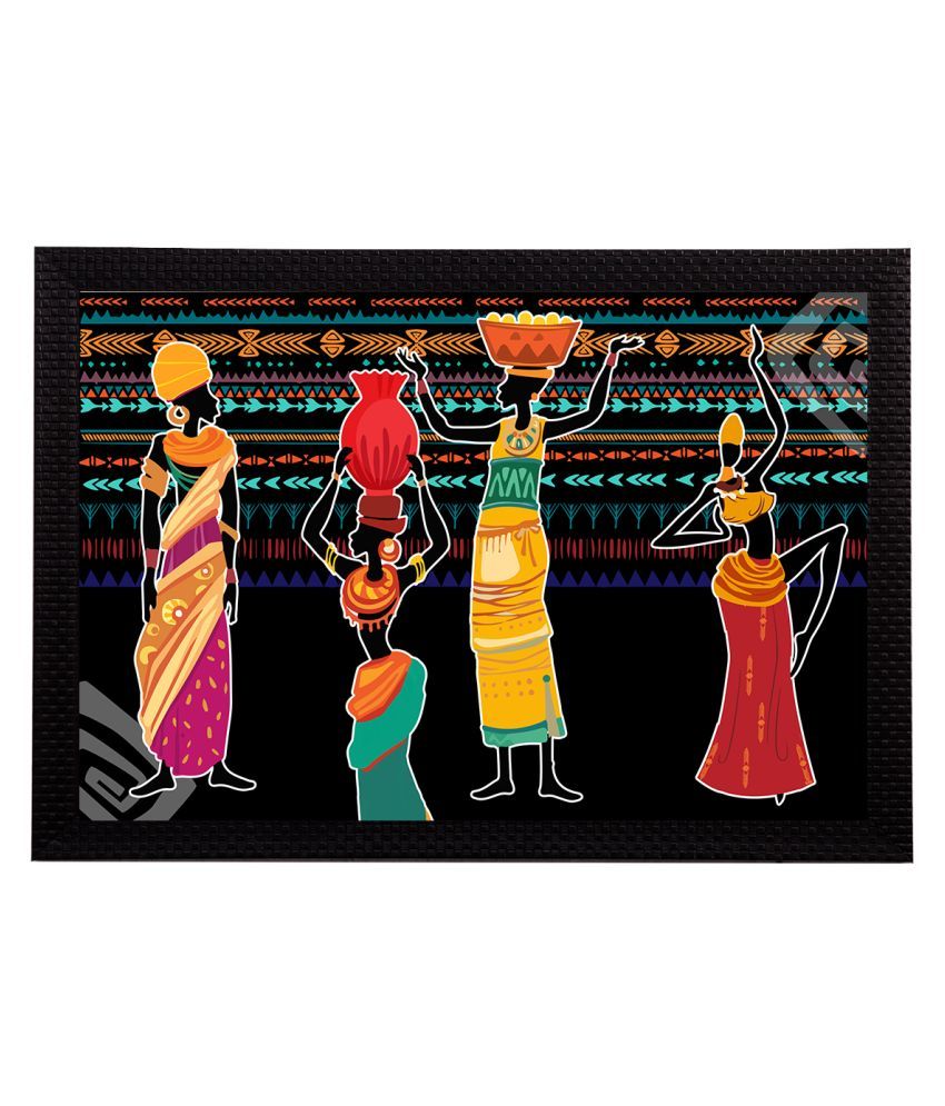     			eCraftIndia Orange & Yellow Tribal Theme Satin Matt Texture UV Art Painting