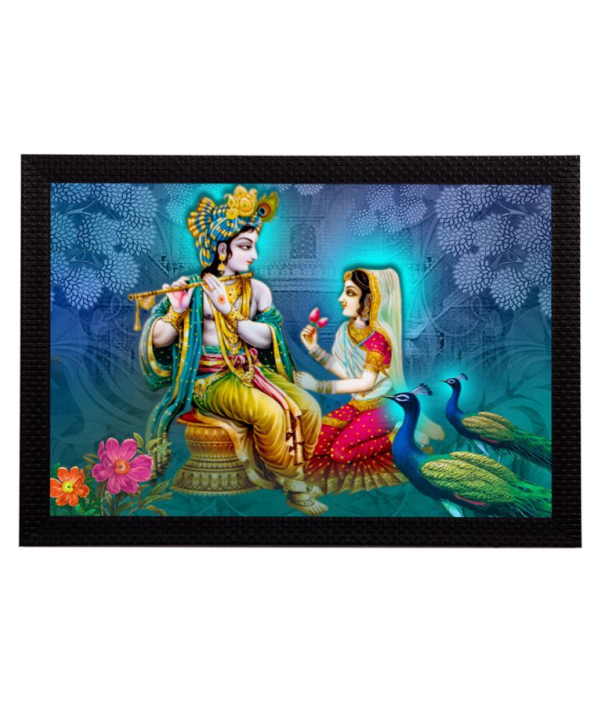     			eCraftIndia Radha Krishna Playing Flute Satin Matt Texture UV Art Painting