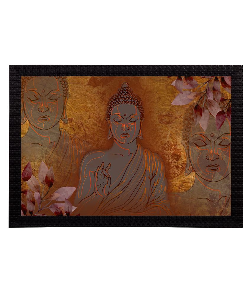     			eCraftIndia Brown & Grey Meditating Lord Buddha Satin Matt Texture UV Art Painting