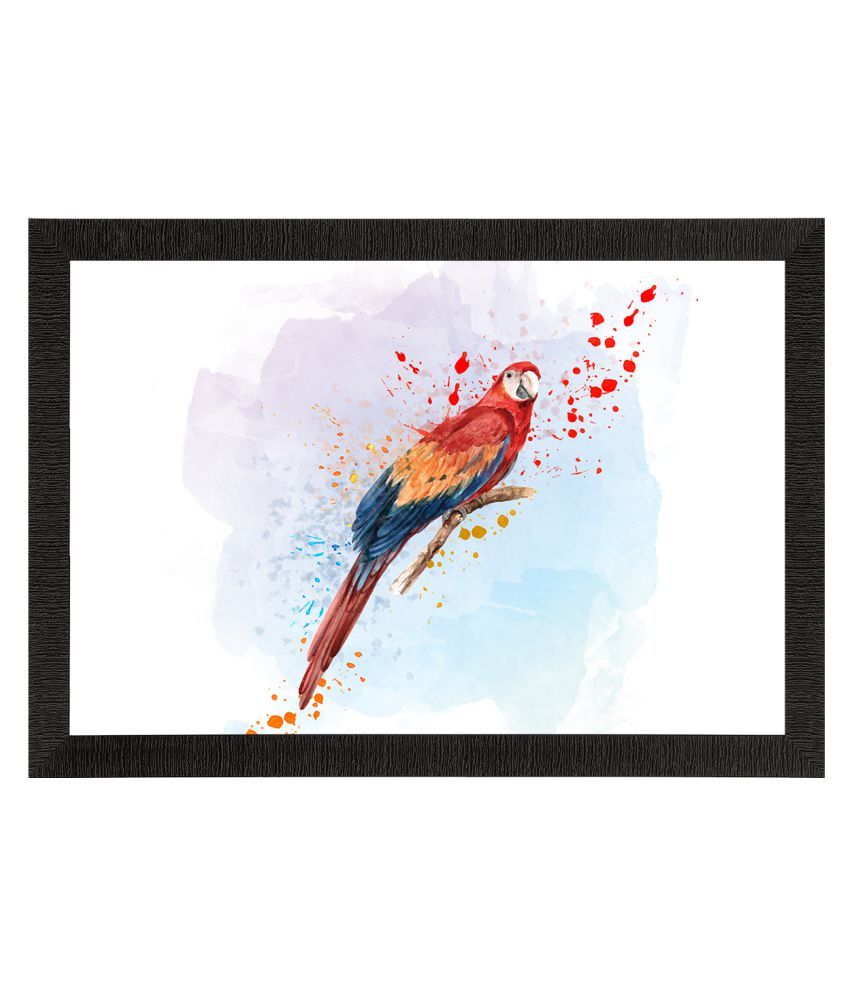     			eCraftIndia Multicoloured Parrot Satin Matte Texture UV Wall Painting