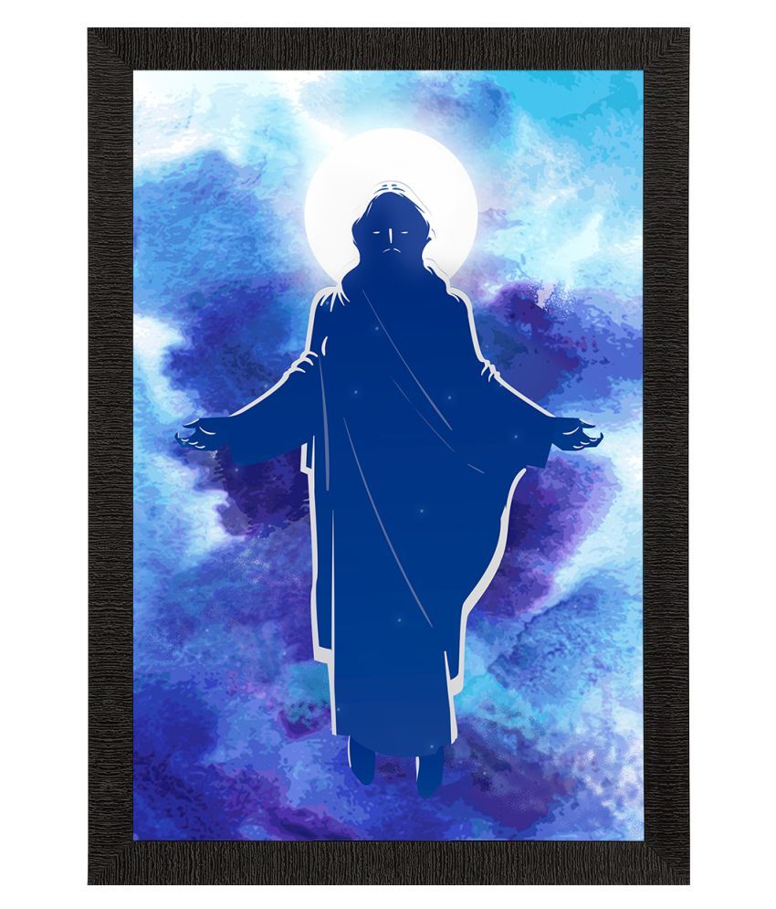     			eCraftIndia Blue & White Jesus Christ Satin Matt Texture UV Art Painting