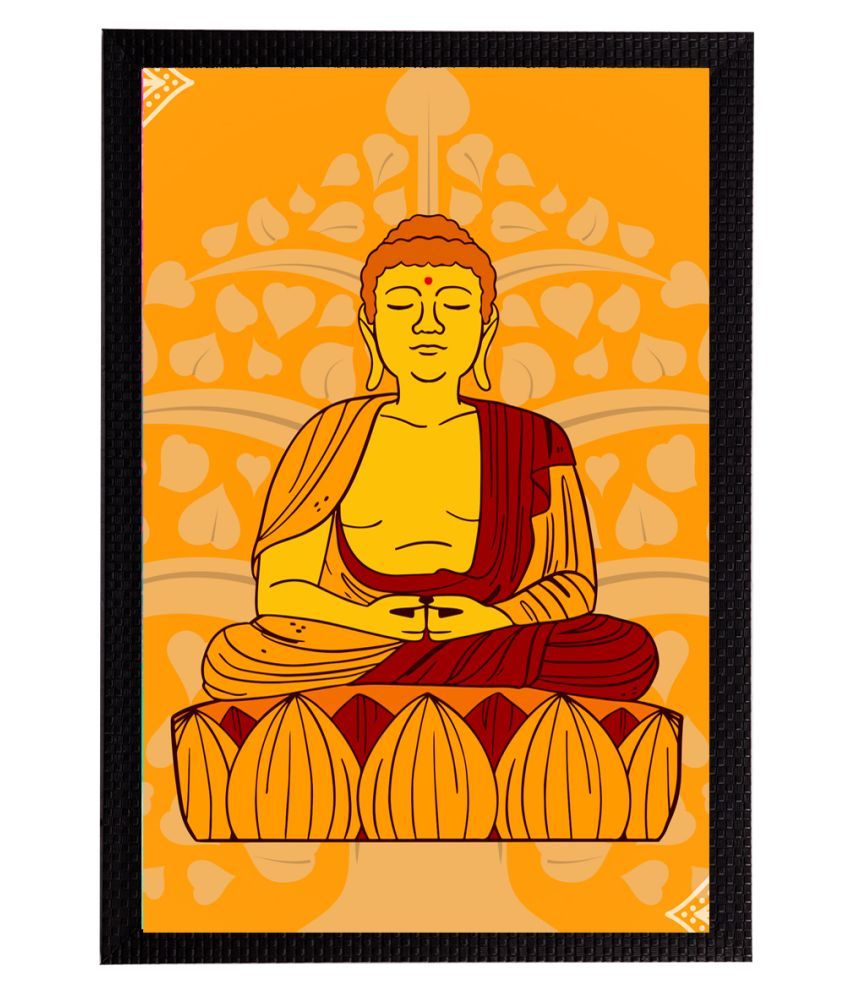     			eCraftIndia Yellow & Orange Meditating Lord Buddha Satin Matt Texture UV Art Painting