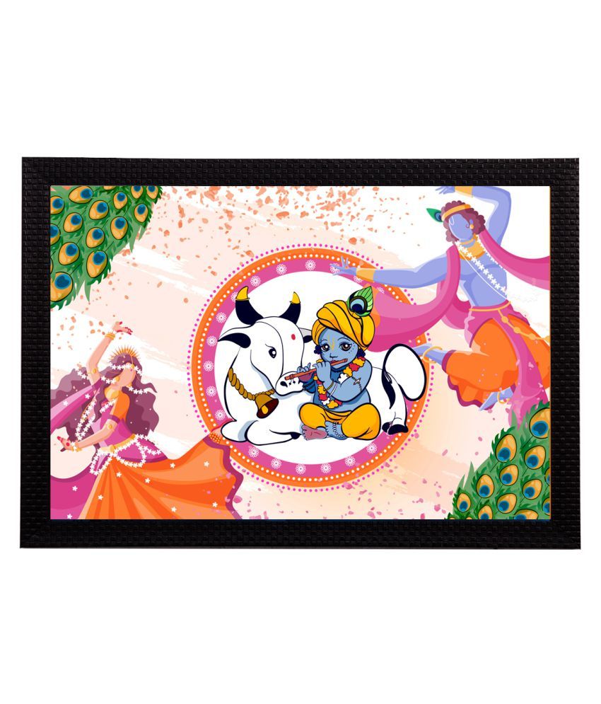     			eCraftIndia Lord Krishna Satin Matt Texture UV Art Painting