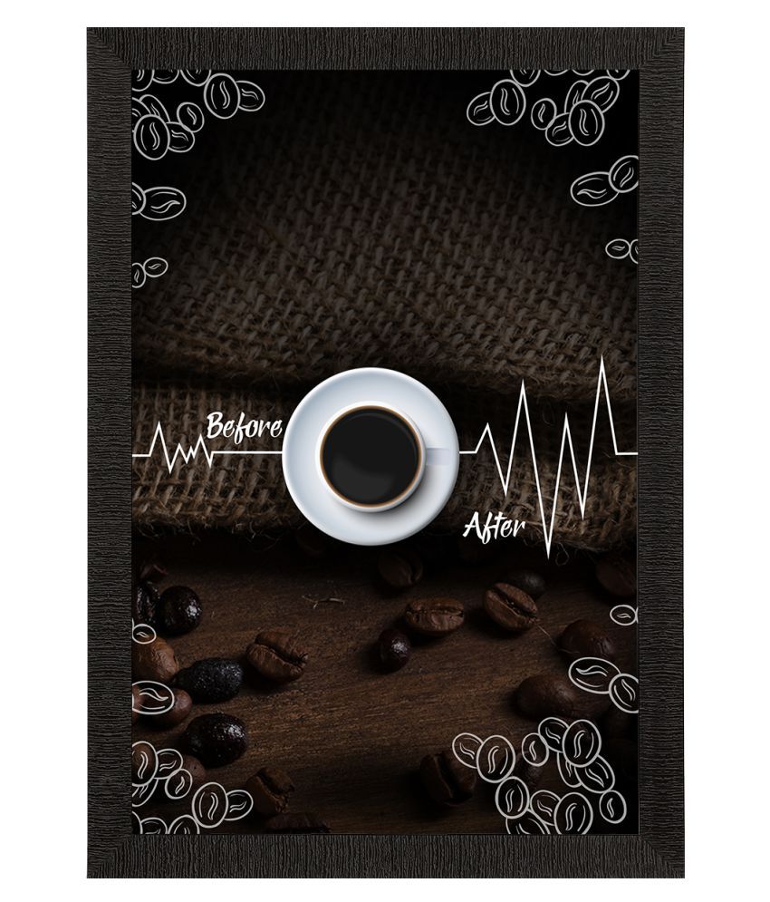     			eCraftIndia Coffee Brown & White Coffee Theme Satin Matte Texture UV Wall Painting