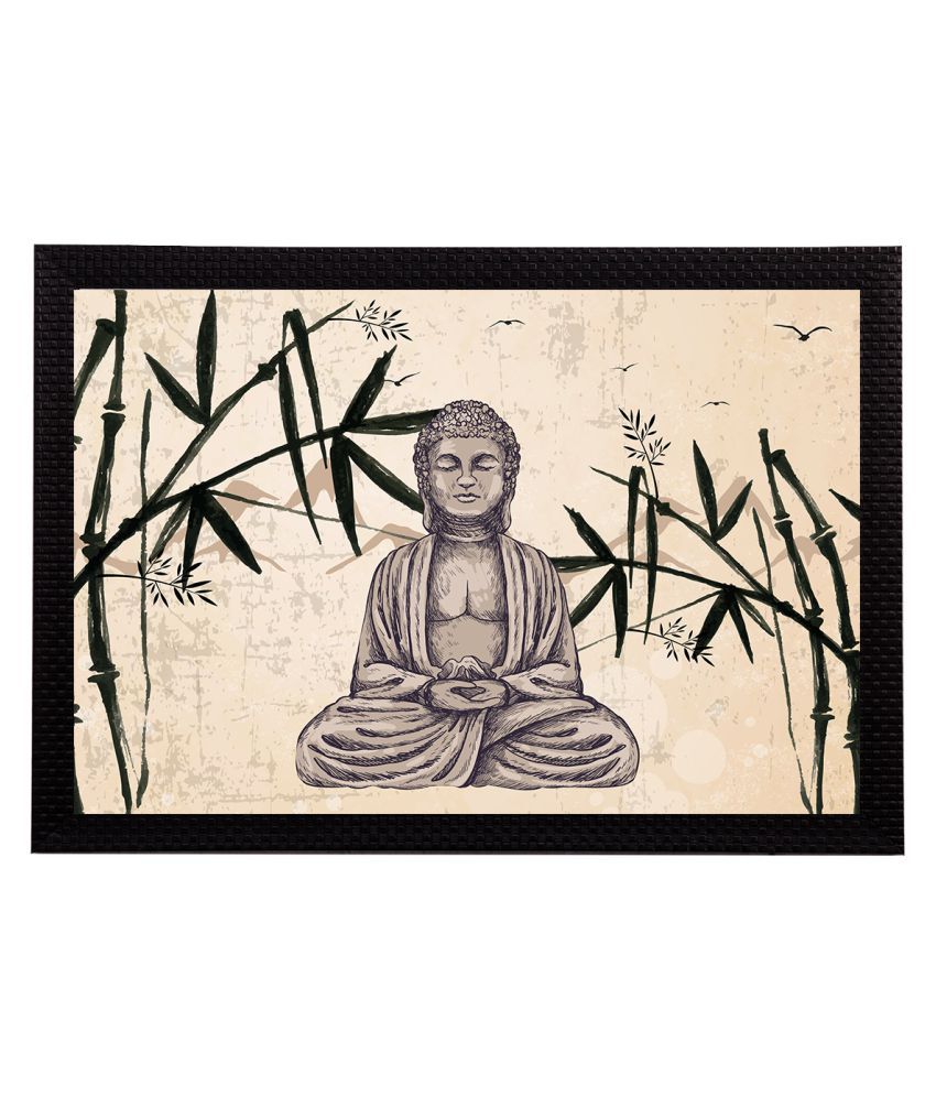     			eCraftIndia Beige & Grey Meditating Lord Buddha Satin Matt Texture UV Art Painting