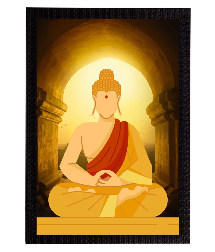     			eCraftIndia Black & Yellow Meditating Lord Buddha Satin Matt Texture UV Art Painting