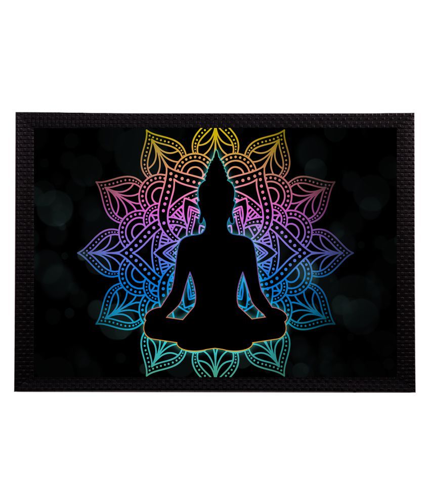     			eCraftIndia Black & Blue Meditating Lord Buddha Satin Matt Texture UV Wall Art