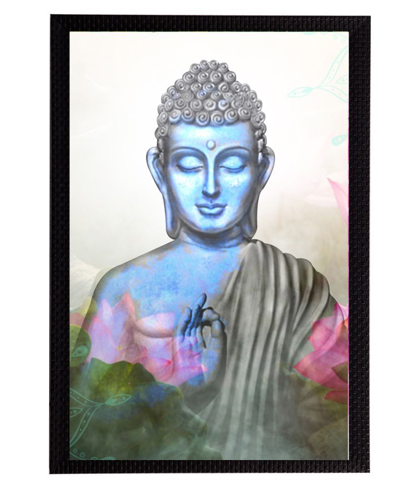     			eCraftIndia Blue & Grey Meditating Lord Buddha Satin Matt Textured UV Wall Painting