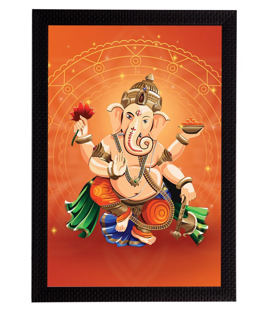     			eCraftIndia Orange & Beige Lord Ganesha Satin Matt Texture UV Art Painting