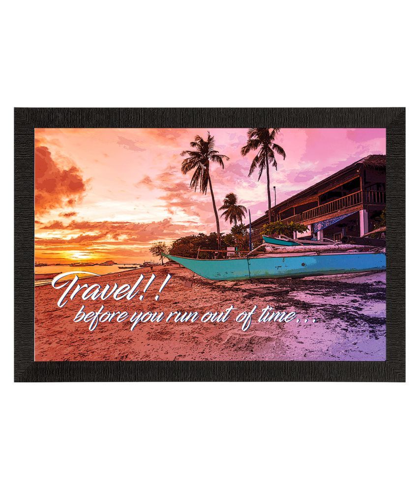     			eCraftIndia Orange & Pink Beautiful Beach Side View Satin Matte Texture UV Wall Painting