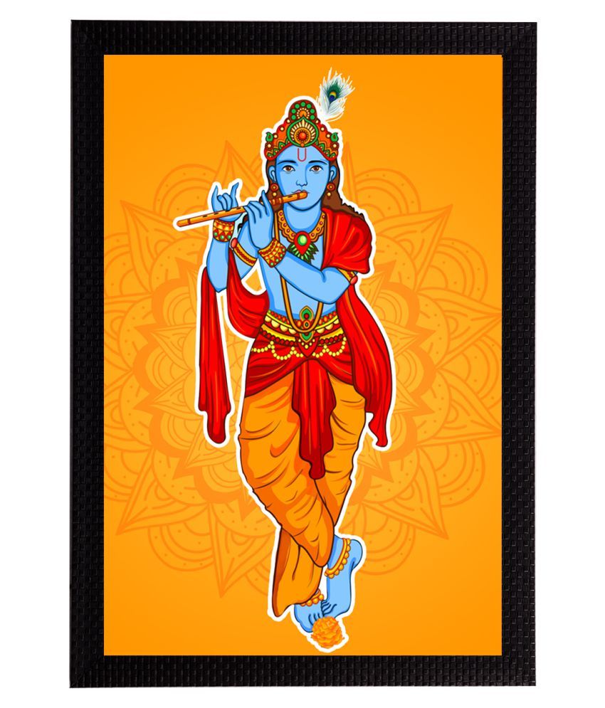     			eCraftIndia Orange & Blue Lord Krishna Satin Matt Texture UV Art Painting