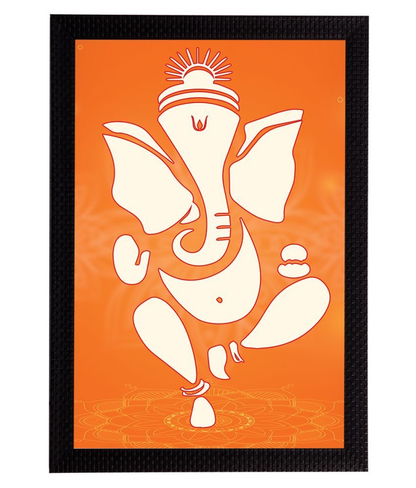     			eCraftIndia Orange & Off-White Lord Ganesha Satin Matt Texture UV Art Painting