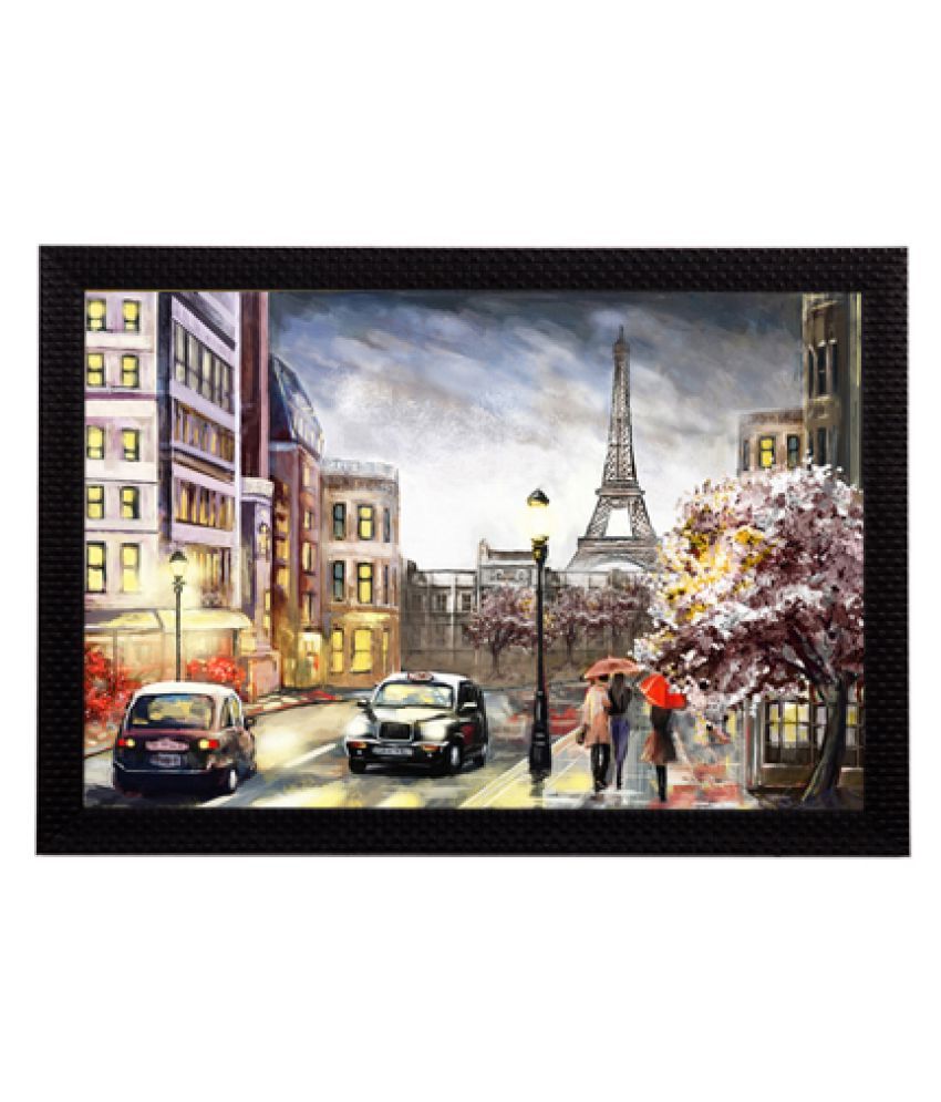     			eCraftIndia Eiffel Tower with City View Satin Matt Texture UV Art Painting