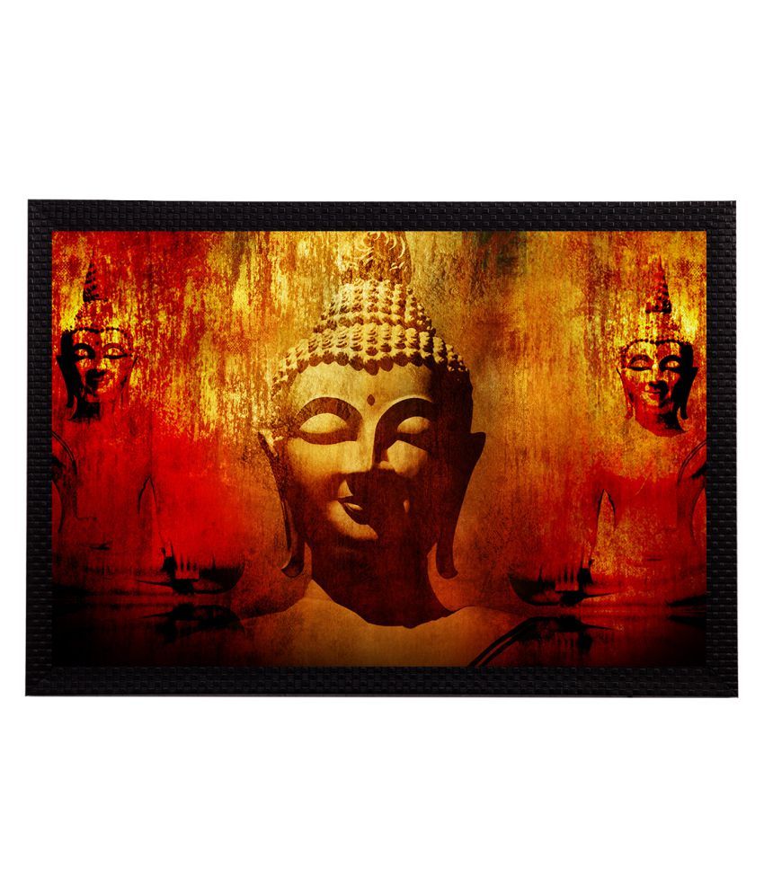     			eCraftIndia Red & Yellow Meditating Lord Buddha Satin Matt Texture UV Art Painting