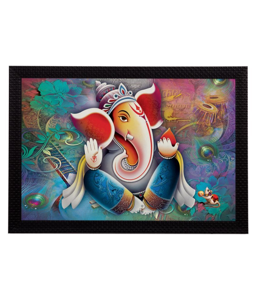     			eCraftIndia Green & Blue Lord Ganesha Satin Matt Texture UV Wall Art