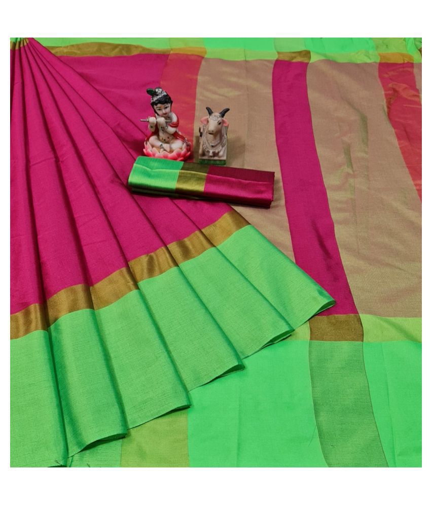     			Aika Green Cotton Silk Saree - Single