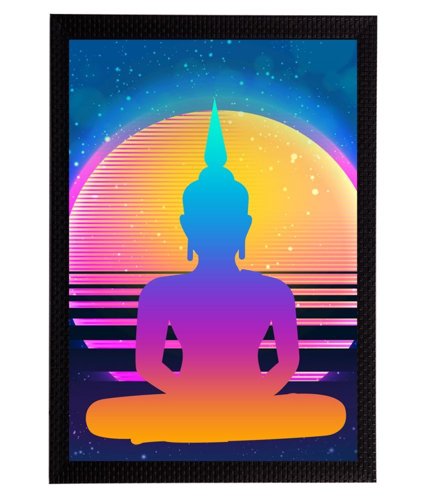     			eCraftIndia Blue & Pink Meditating Lord Buddha Satin Matt Textured UV Wall Art