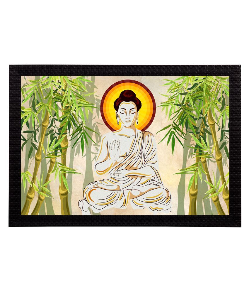     			eCraftIndia Beige & Green Meditating Lord Buddha Satin Matt Texture UV Art Painting