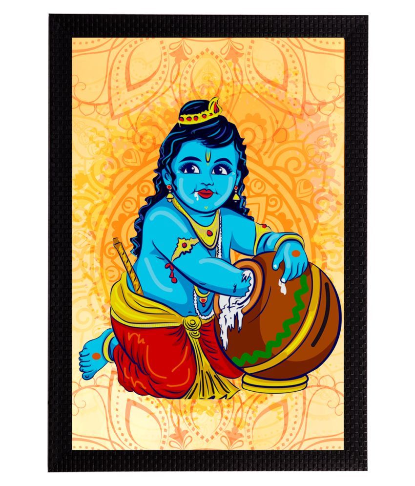     			eCraftIndia Multicoloured Lord Krishna Painting Wall Art With Frame