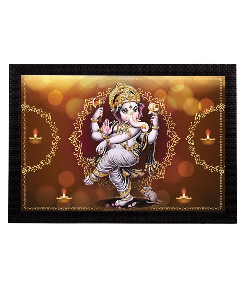     			eCraftIndia Brown & Grey Lord Ganesha Satin Matt Textured UV Wall Art