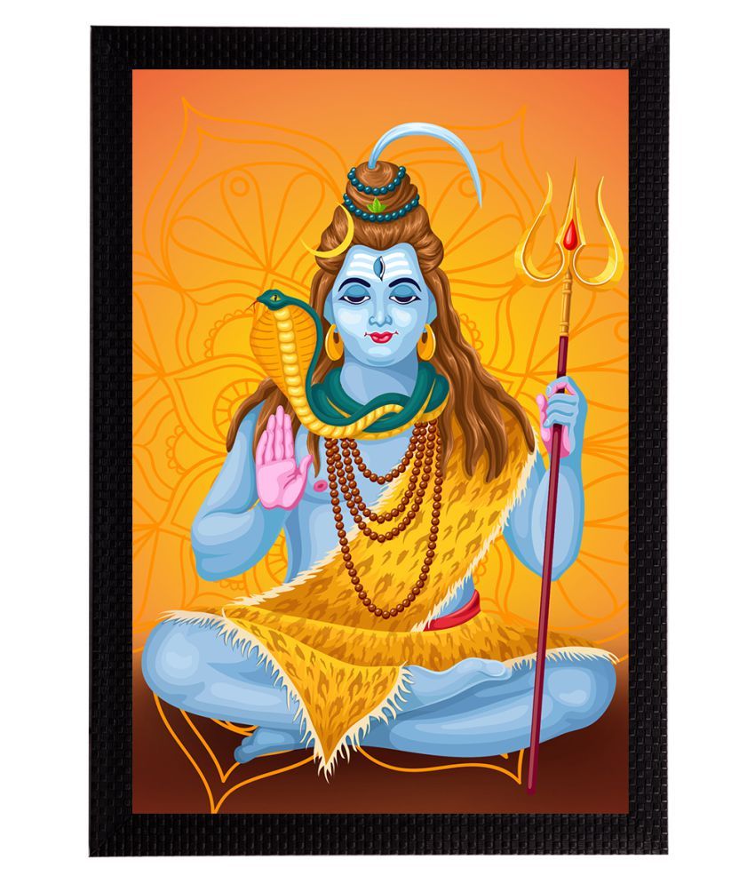     			eCraftIndia Orange & Blue Lord Shiva Printed Satin Matt Textured UV Wall Art