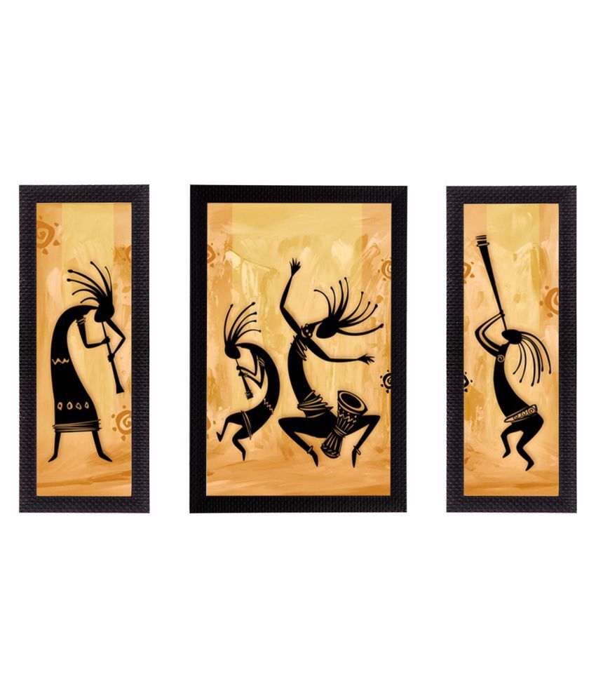     			eCraftIndia Set of 3 Multicoloured Dancing Creatures UV Wall Art