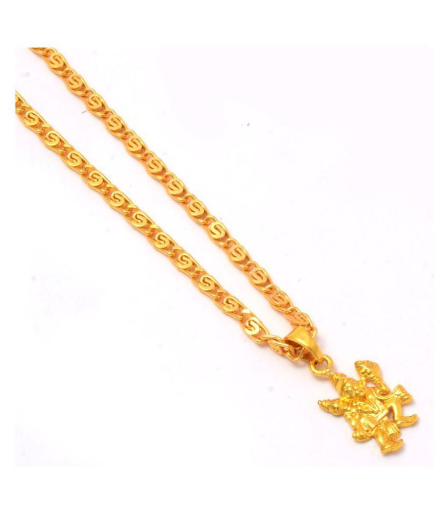     			Jewar Mandi Lord Hanuman Ji Gold Plated Locket/Pendant with Link Chain Daily use for Men, Women & Girls, Boys