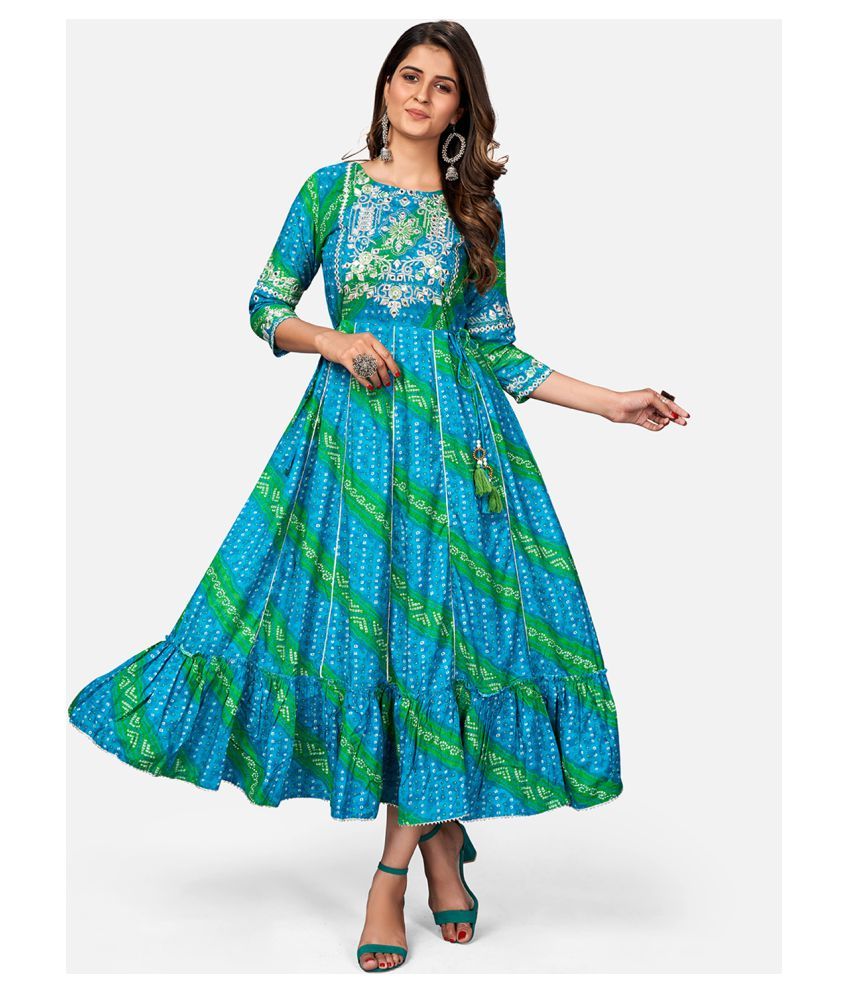     			Vbuyz - Blue Rayon Women's Anarkali Kurti