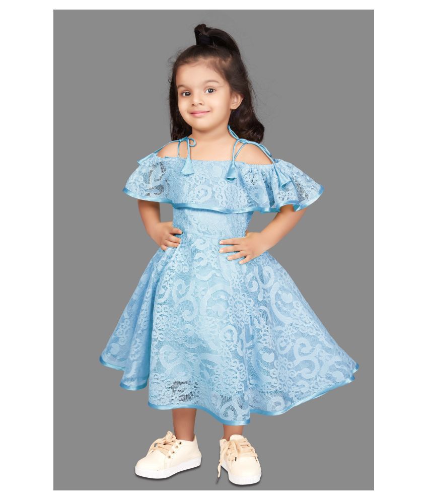    			Fashion Dream Baby Girl’s Off Shoulder Strappy Flared Midi Dress/Frock