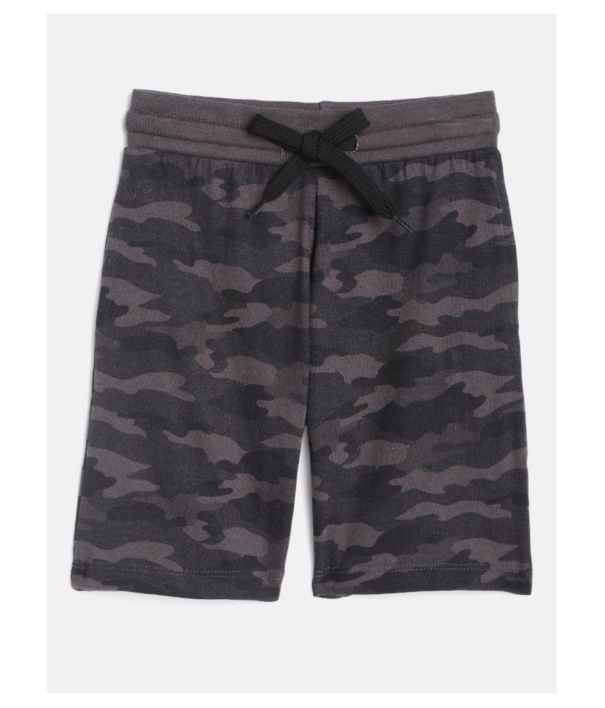     			Urbano Juniors Boy's Grey Military Camouflage Printed Regular Fit Cotton Shorts