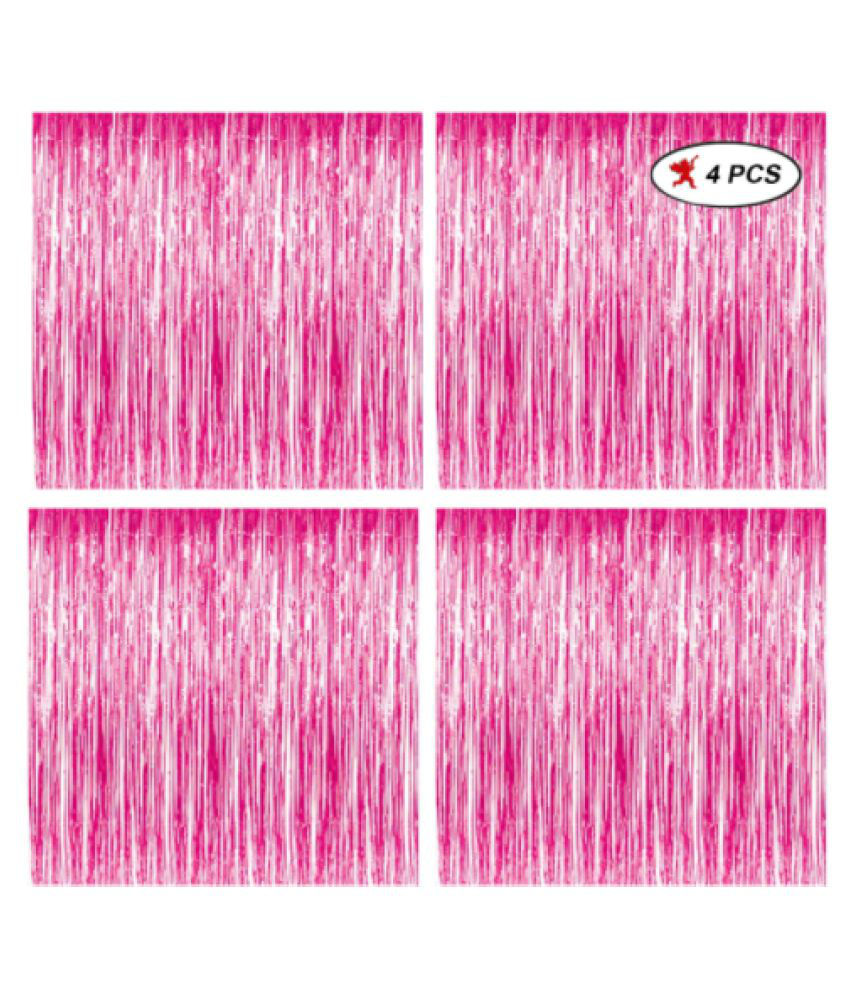     			Blooms Event pack of 4 Fringe Pink curtain