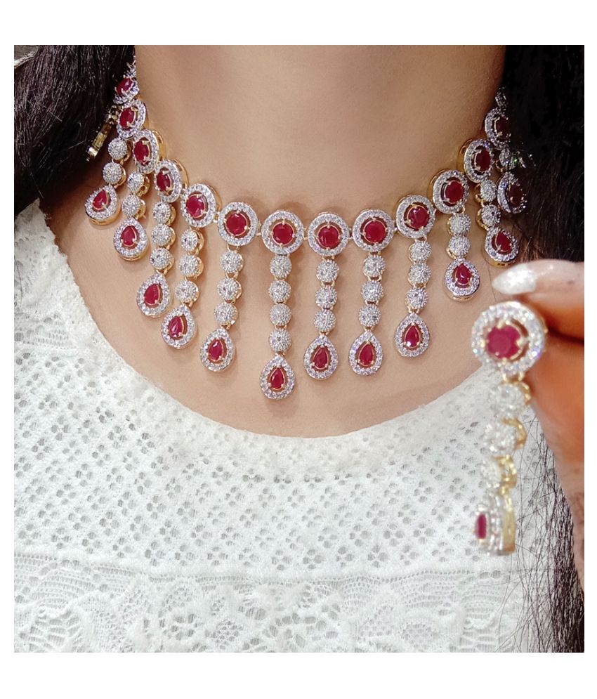     			Ladymania Alloy Maroon Contemporary/Fashion Necklaces Set Choker