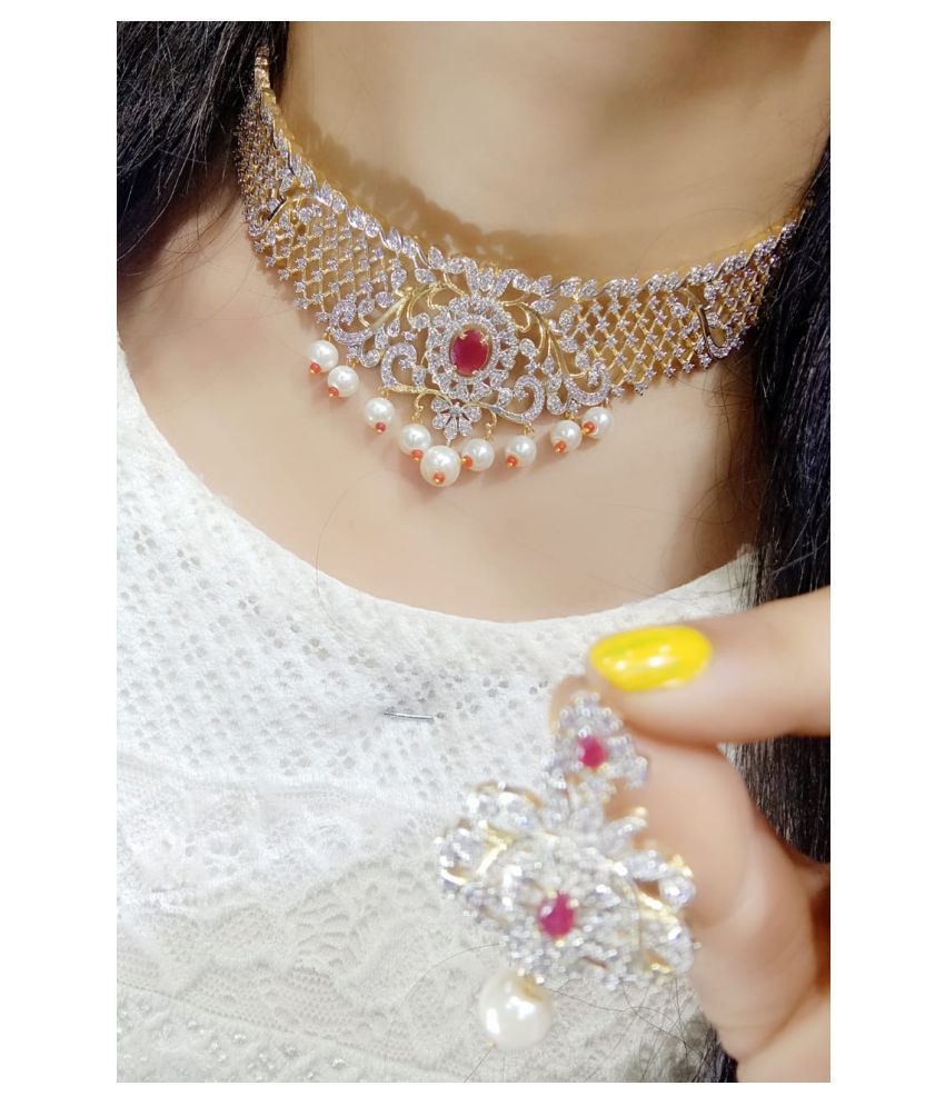     			Ladymania Alloy Maroon Contemporary/Fashion Necklaces Set Choker