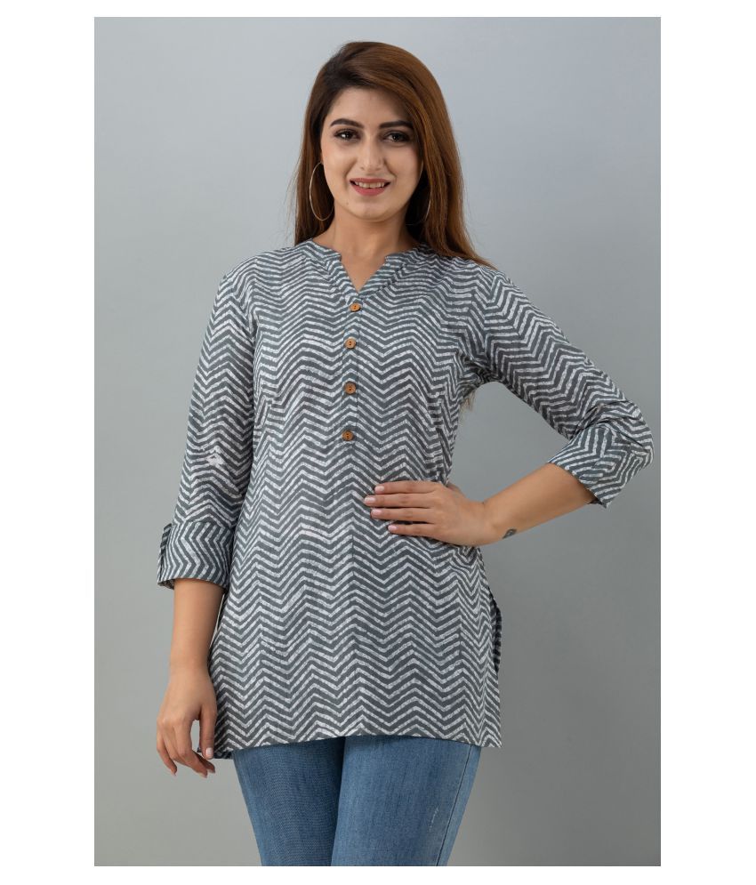     			SAART BUNAAI Cotton Blended Tunics - Grey Single