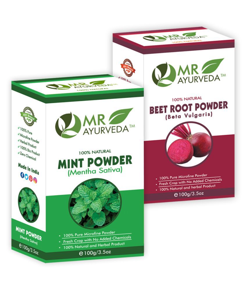     			MR Ayurveda Mint Powder & BeetRoot Powder Face Pack Masks 200 gm Pack of 2