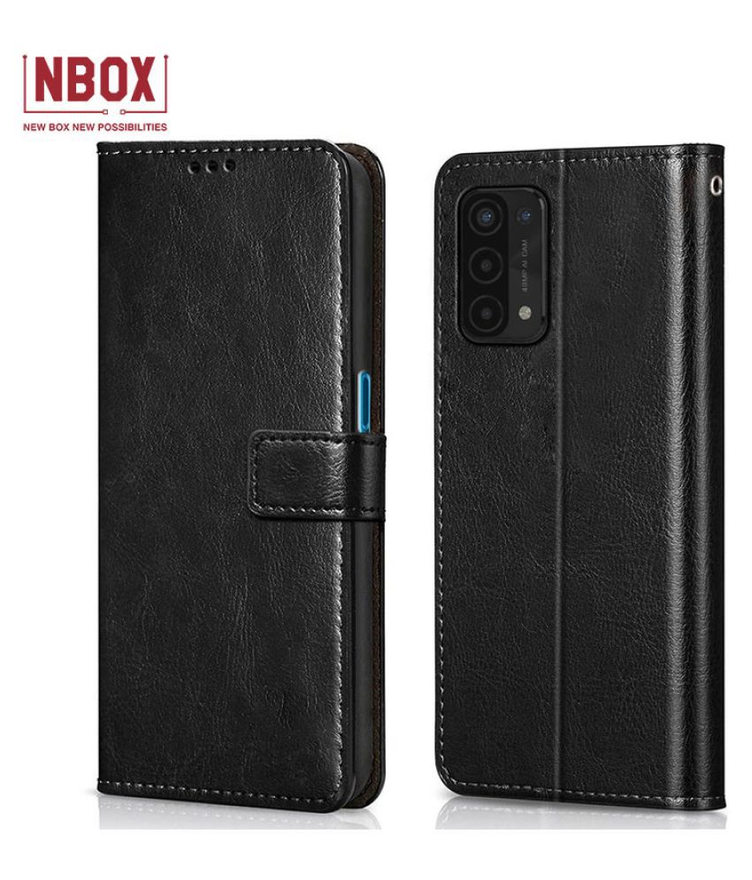Oppo A74 Flip Cover by NBOX - Black