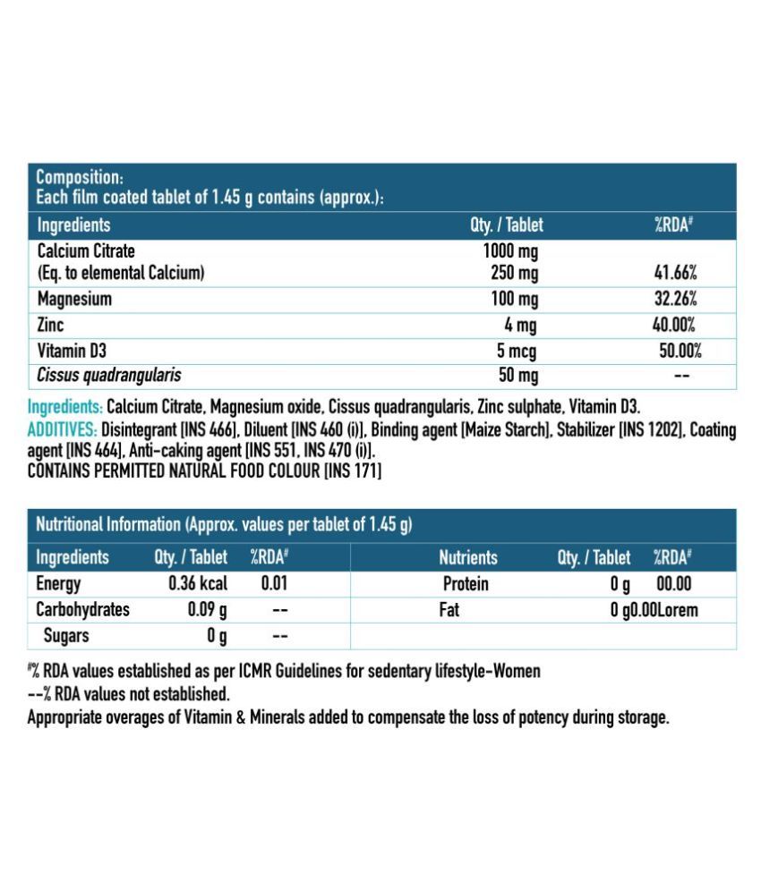 Buy HealthKart HK Vitals Calcium + Magnesium + Zinc Tablets with