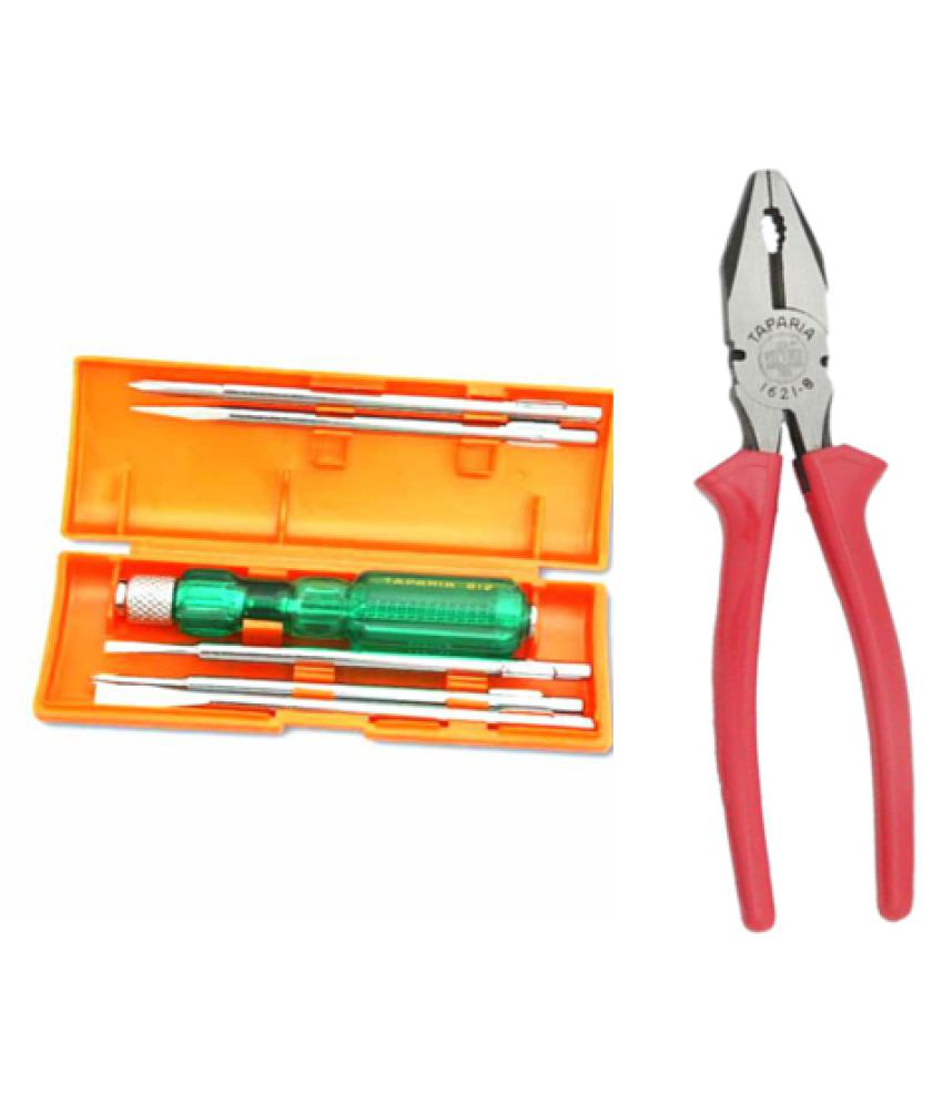     			Taparia Hand Tool Combo Set-812 Scresdriver Kit With 1621-8 Lineman Plier (Length : 8.26 inch)