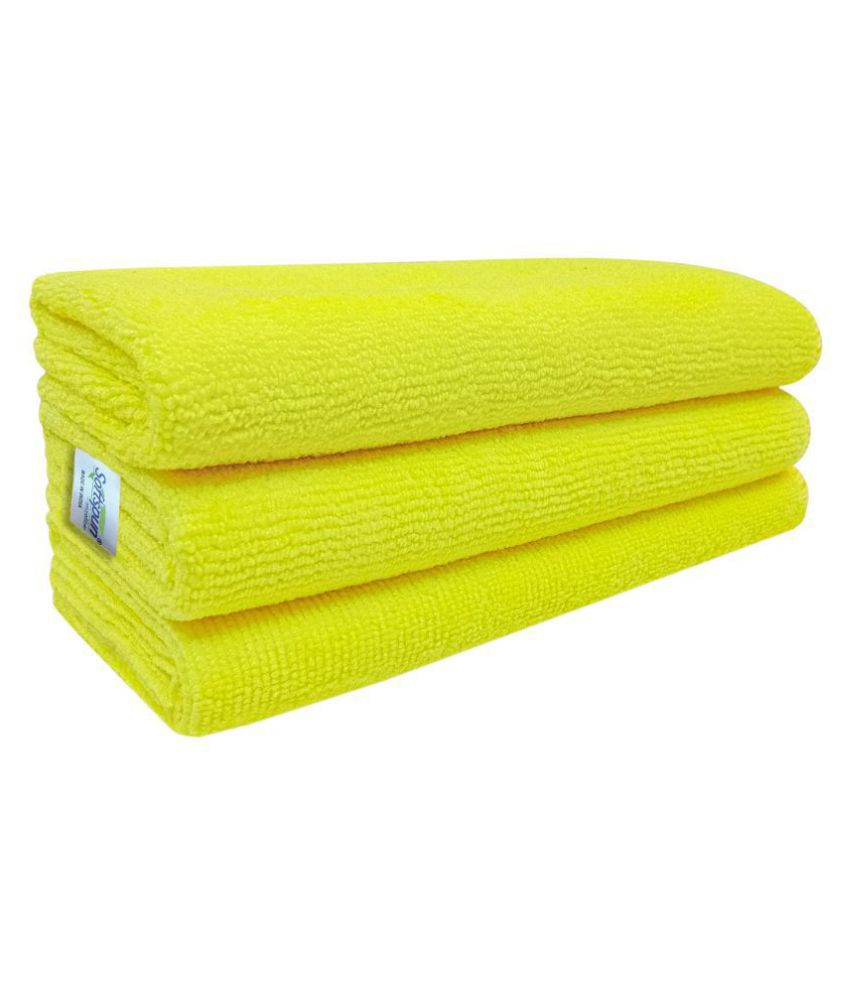 SOFTSPUN Microfiber Cleaning Cloths, 3pcs 40x40cms 340GSM Yellow ...