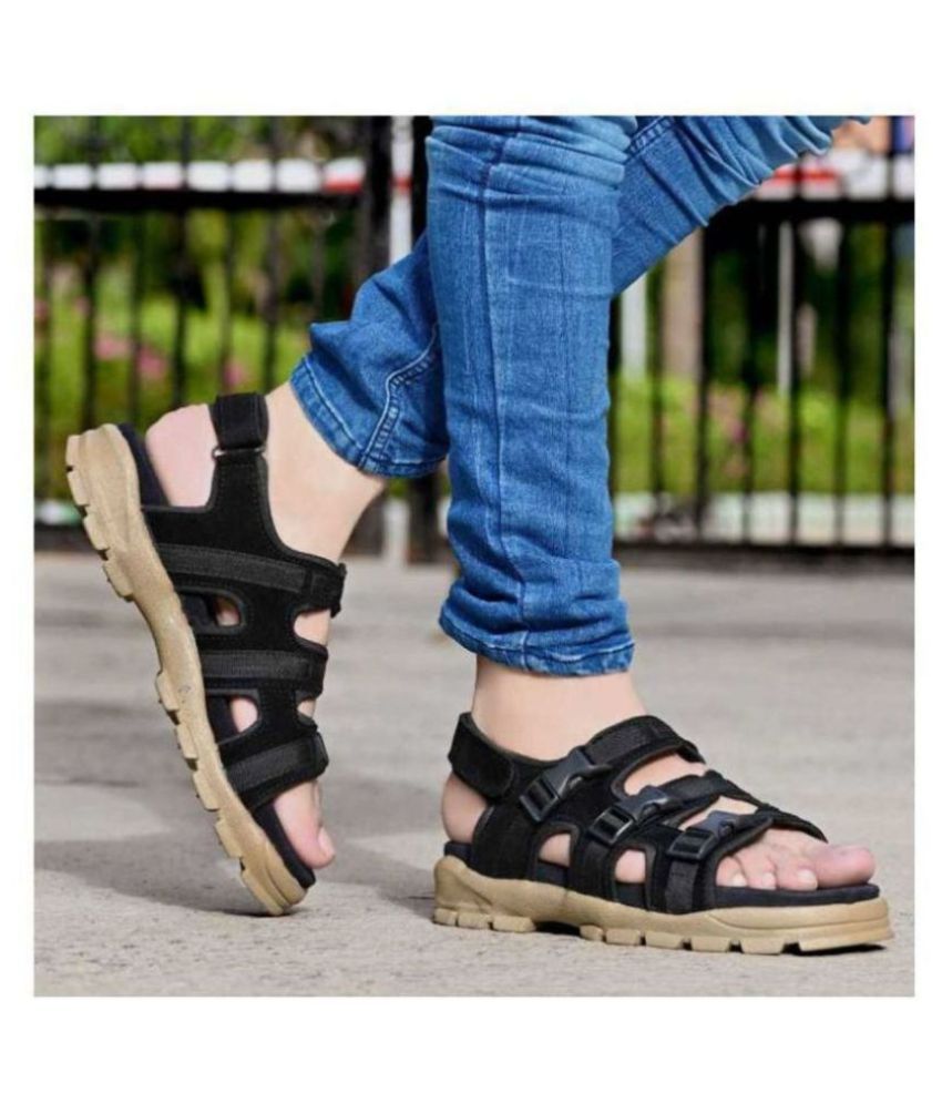     			Fashion Victim Black Suede Sandals